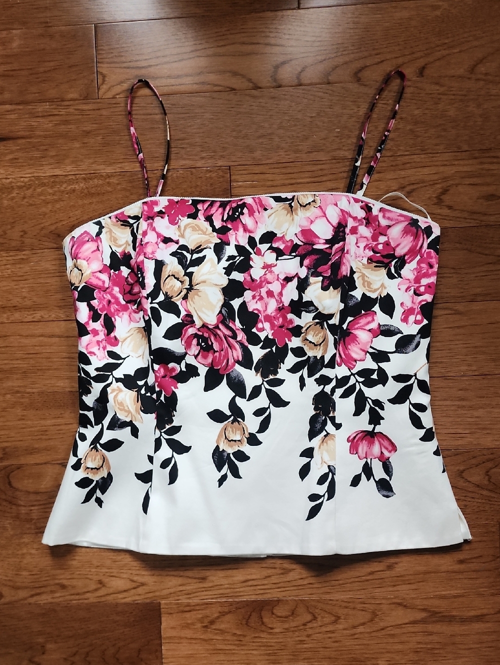 White House Black Market Pink and Cream Floral Camisole